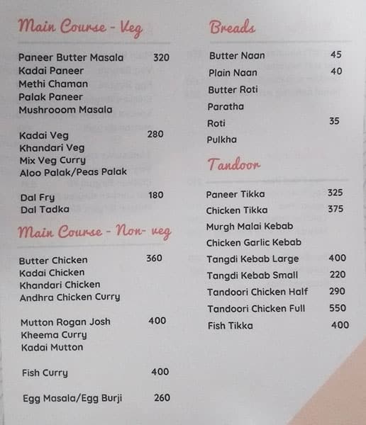 Surabhi Grand Restaurant and Banquet Hall menu