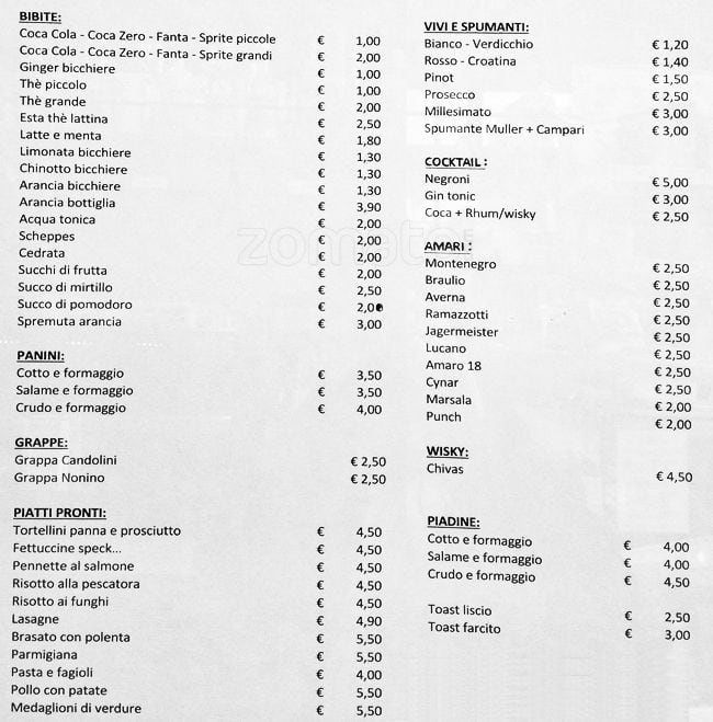 Menu di Piccolo Cafè 
