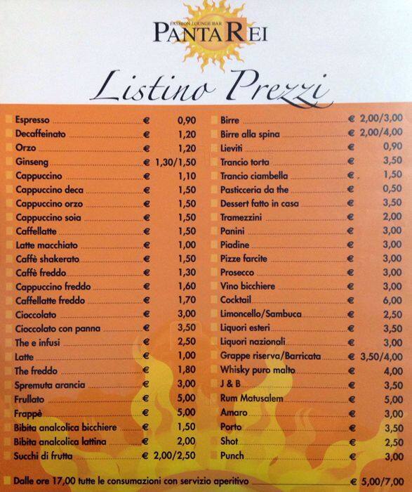 Menu di Pantarei 