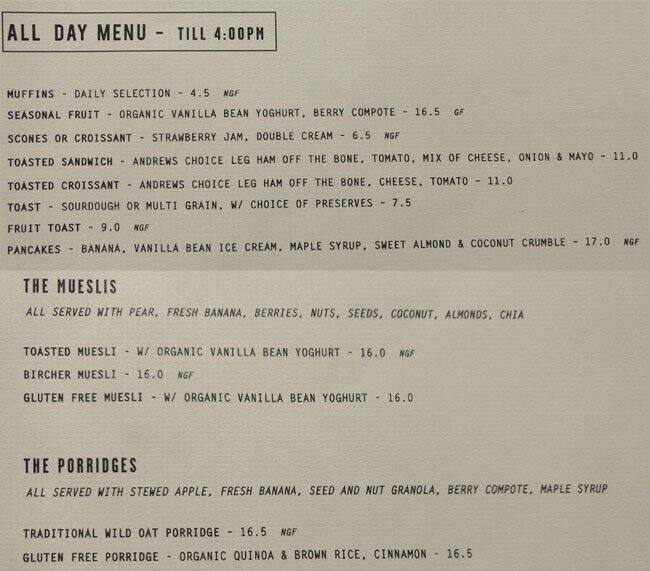 Pantry a Melbourne Foto del Menu con Prezzi Urbanspoon/Zomato