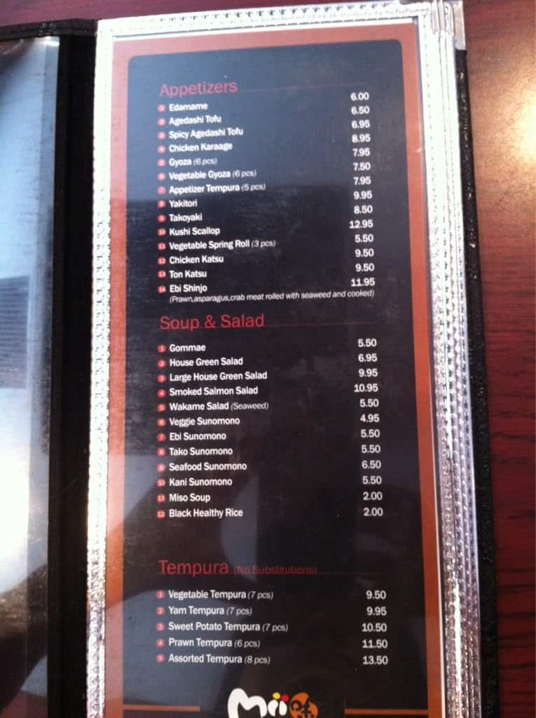 Mii Sushi & B.B.Q Menu, Menu For Mii Sushi & B.B.Q, Canmore, Canmore ...