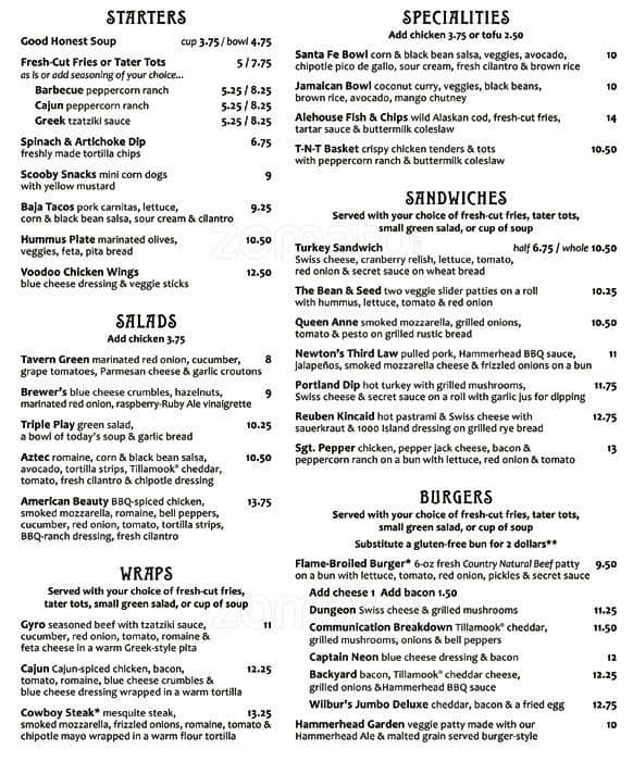 McMenamins East Vancouver Menu - Urbanspoon/Zomato