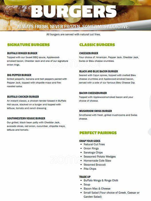 Menu at Wings and Rings restaurant, New Braunfels, 983 TX337 Loop