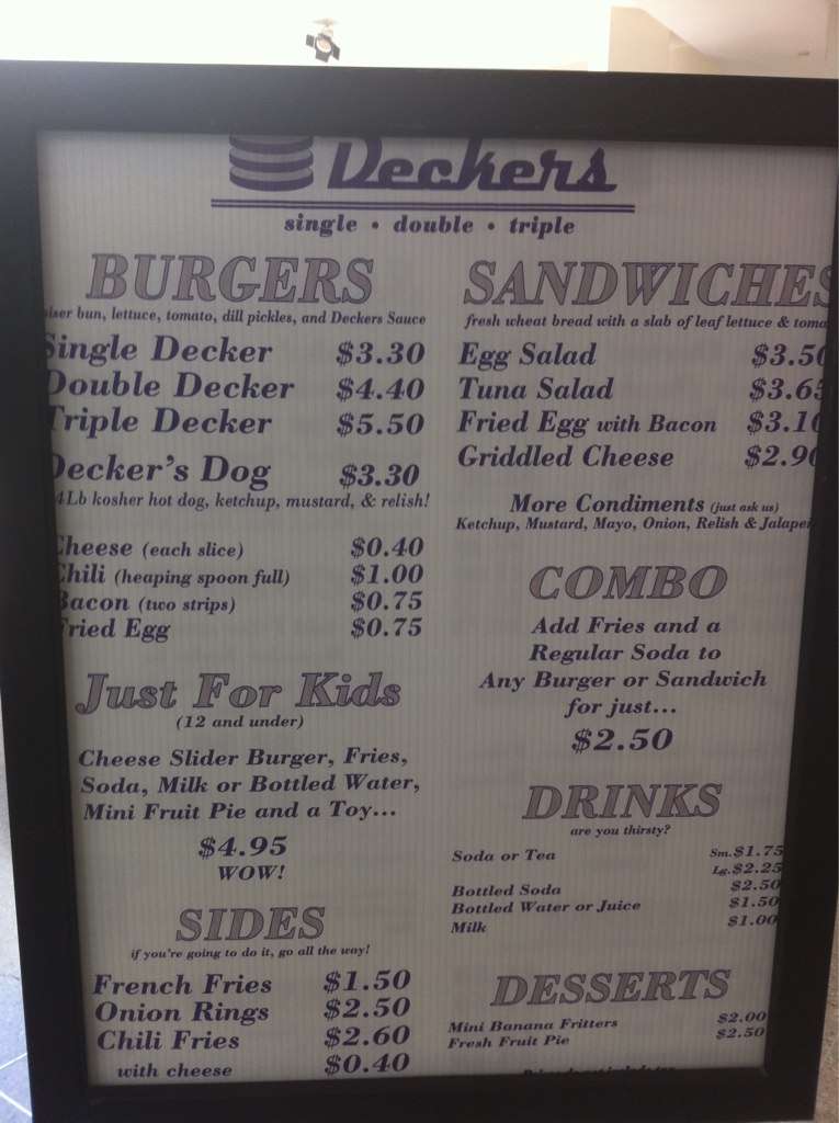 Deckers Menu, Menu for Deckers, Santa Maria, Santa Maria Urbanspoon