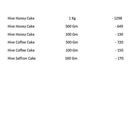 Hive Honey Cake menu