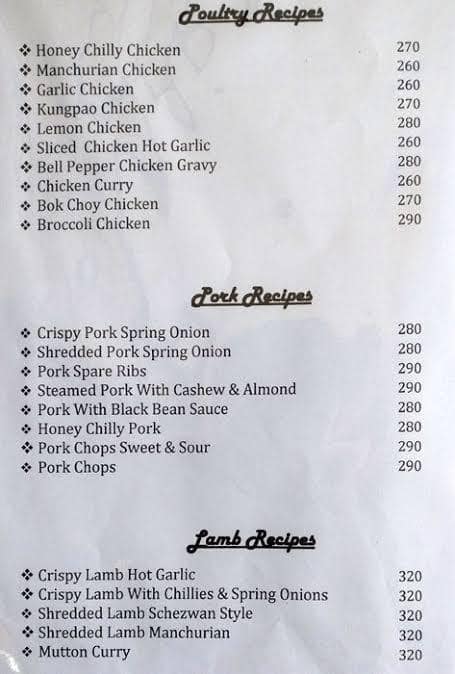 Rice Bowl Convention menu