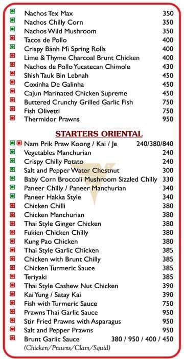 Fusion Multicuisine Restaurant menu