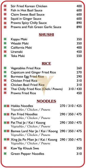 Fusion Multicuisine Restaurant menu