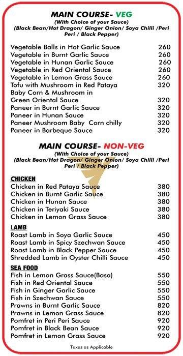 Fusion Multicuisine Restaurant menu