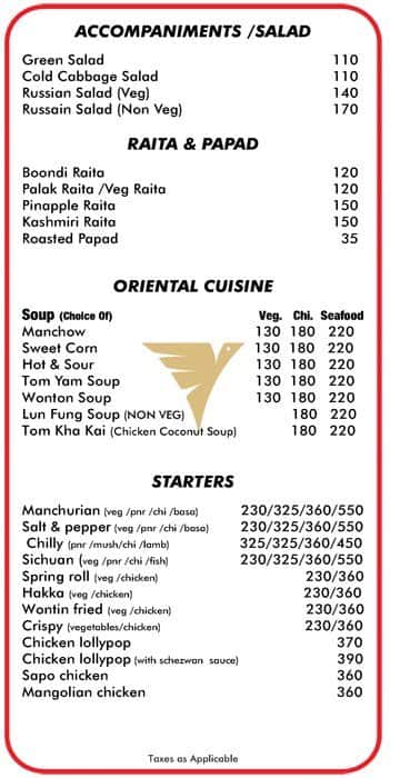 Fusion Multicuisine Restaurant menu
