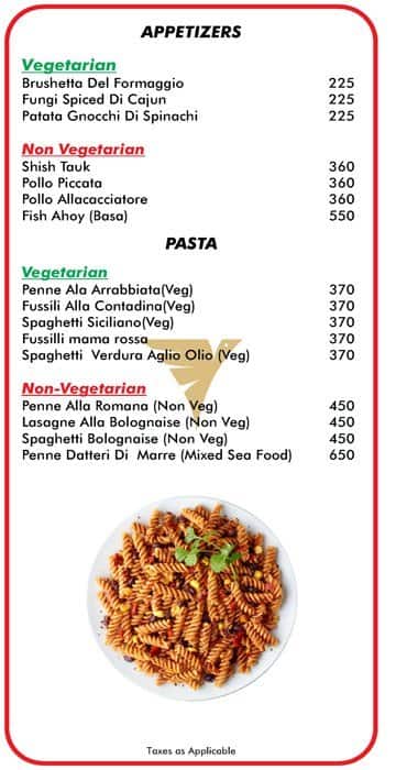 Fusion Multicuisine Restaurant menu