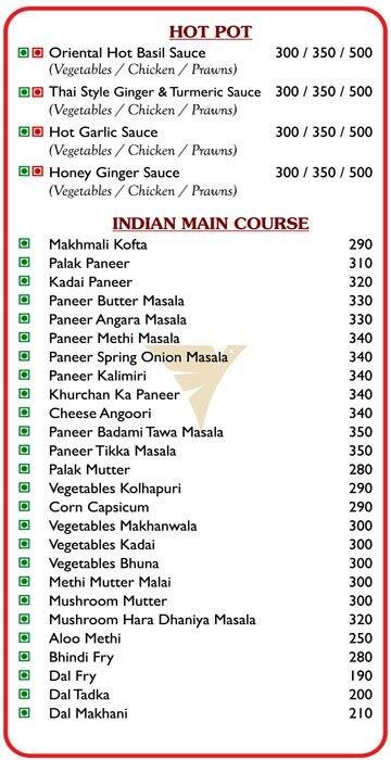Fusion Multicuisine Restaurant menu