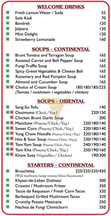 Fusion Multicuisine Restaurant menu