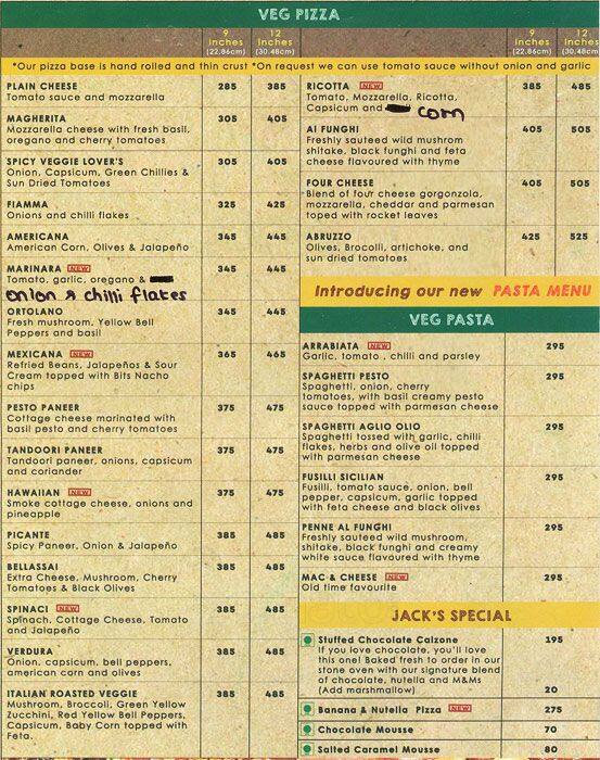 Jack's Pizza Menu,Menú para Jack's Pizza, Grant Road, Mumbai - Zomato