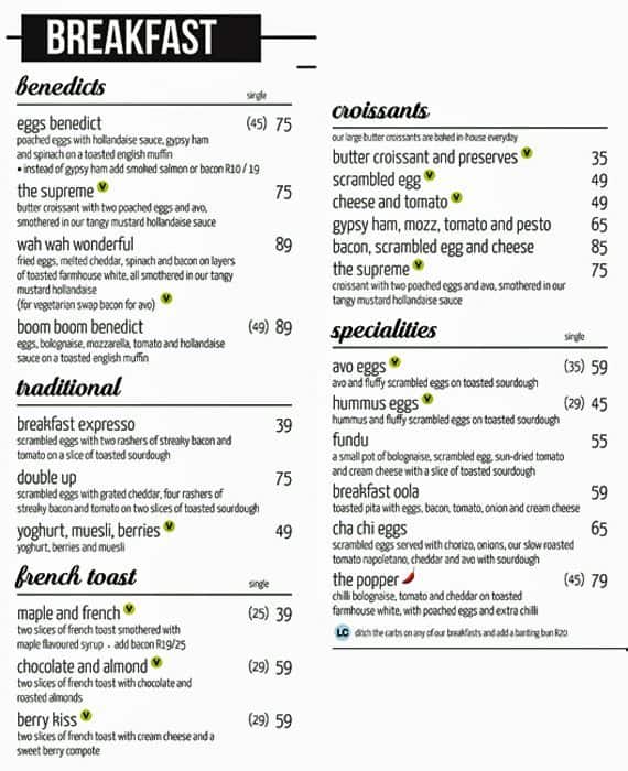 Cocoa Oola Menu, Menu de Cocoa Oola, Gardens, Cape Town Zomato SA