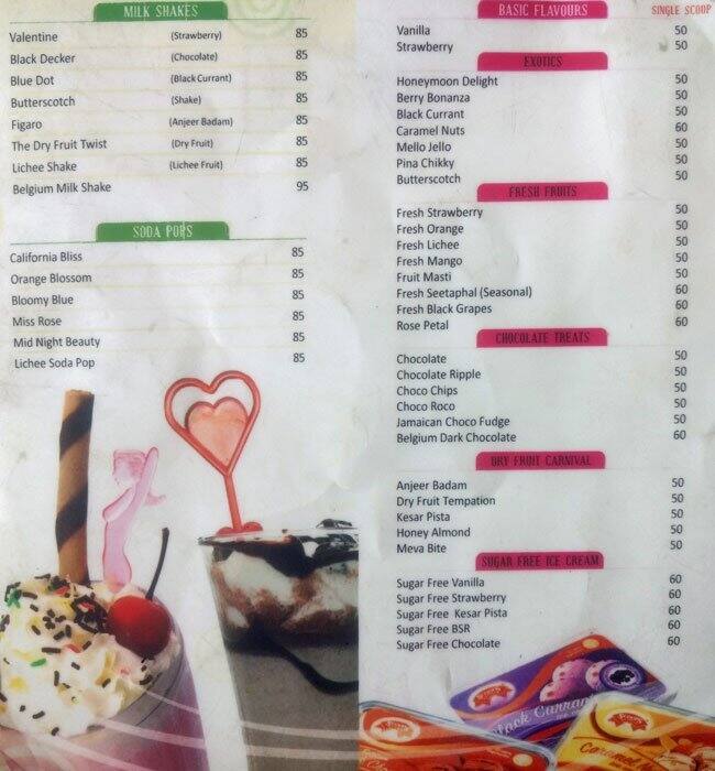 scoops ice cream menu