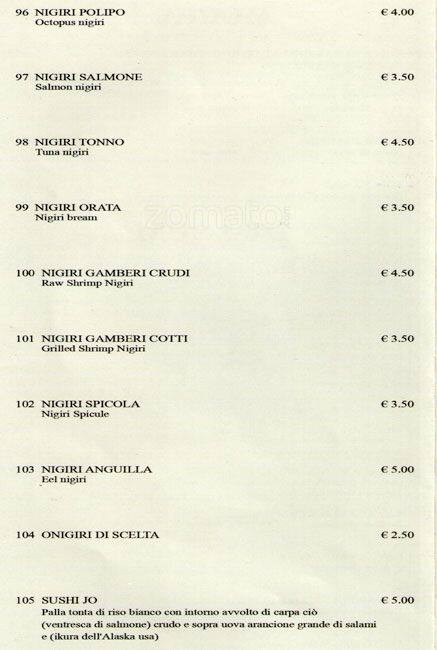 Menu di Kuriya Ristorante Giapponese 