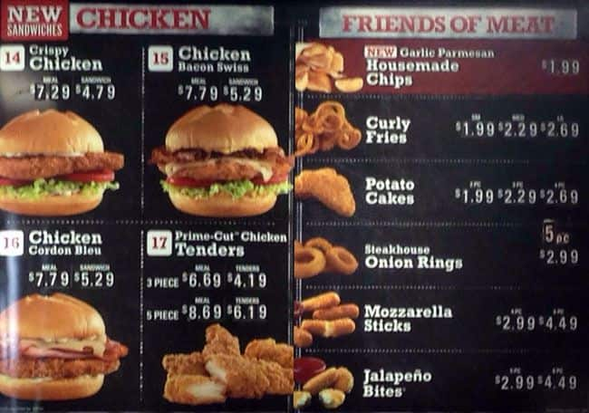 Menu At Arby's Fast Food, Palatine, 139 N Northwest Hwy