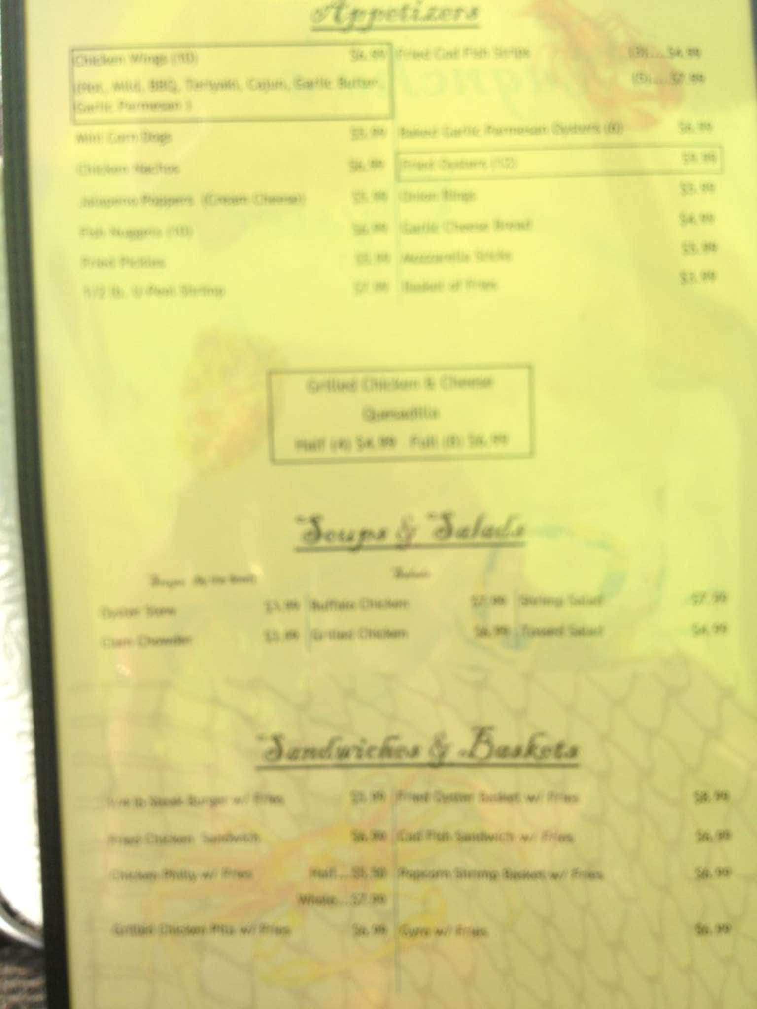 Menu at Magnolia's Oyster Bar, Leesburg