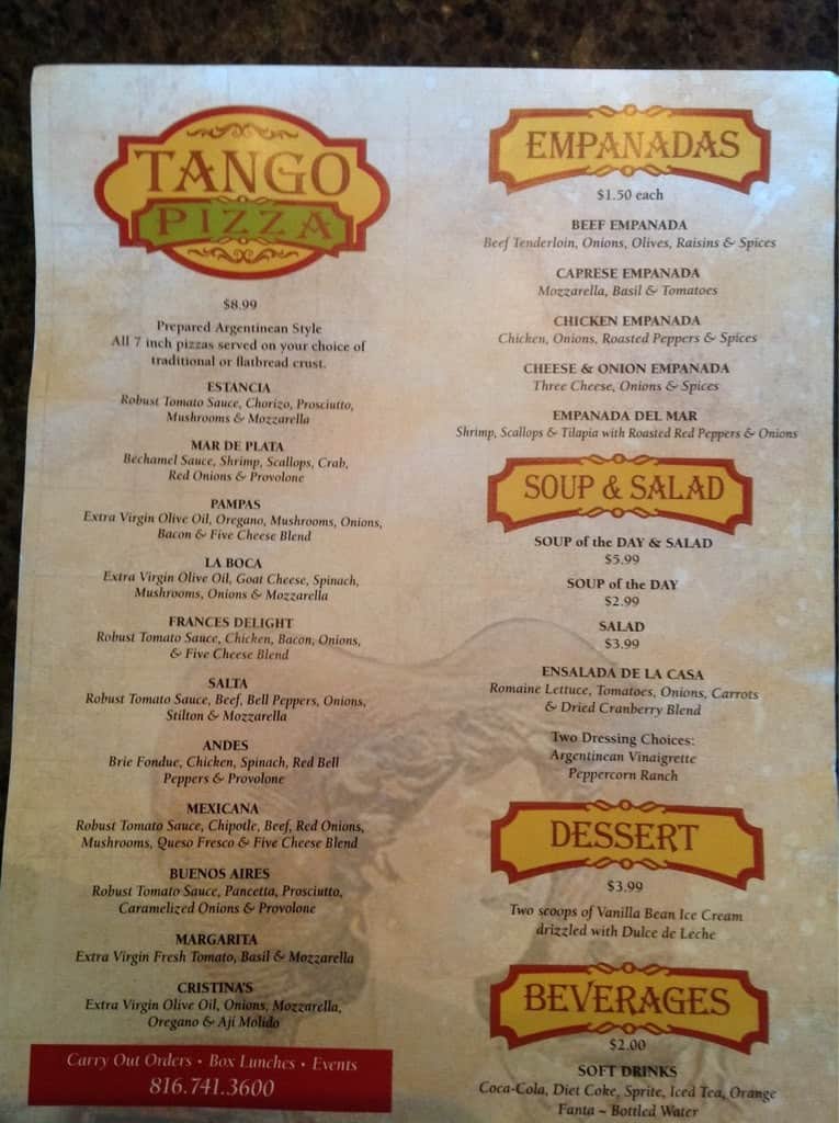 Tango Pizza Menu, Menu for Tango Pizza, Kansas City North, Kansas City, Missouri Urbanspoon/Zomato