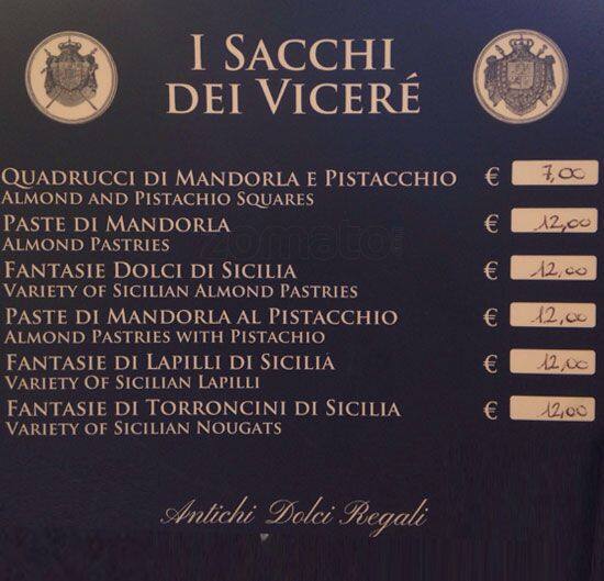 Menu di Vicere Sicily 