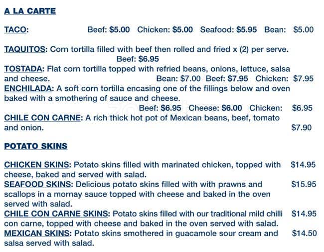 Menu at Mexican Cantina restaurant, Narre Warren, 1 Rebound Ct