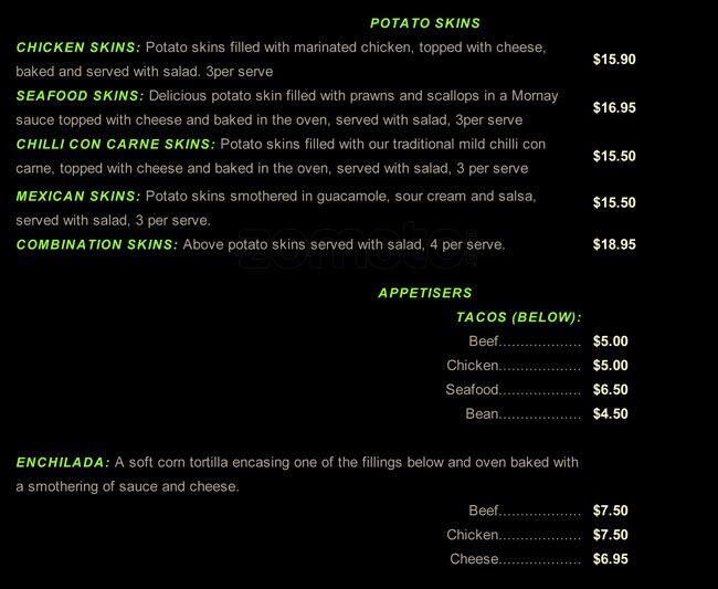 Menu at Mexican Cantina restaurant, Narre Warren, 1 Rebound Ct