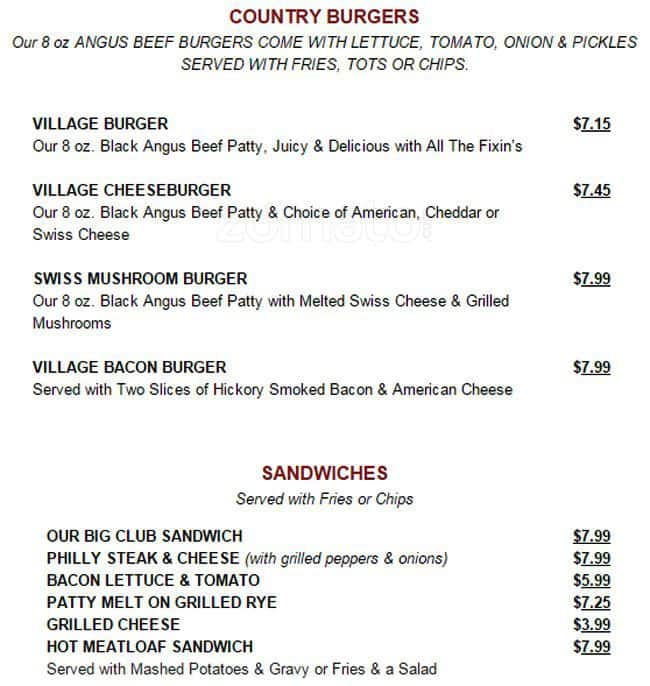 Menu at Ye Olde Pancake Station restaurant, Amarillo