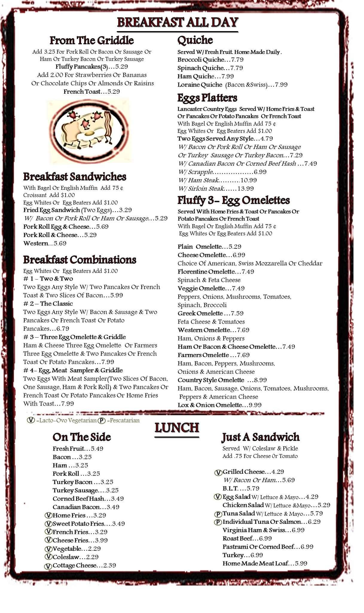 Menu at Corner Post Diner restaurant, Brick, Hooper Ave