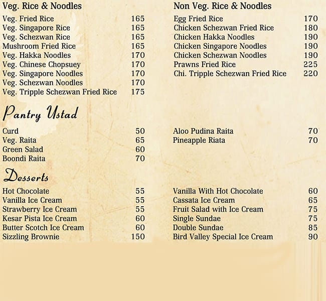 Menu at Bird Valley Restaurant Akurdi, Pimpri-Chinchwad