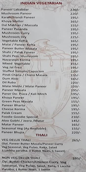 The Foodie Goodie Restaurant menu