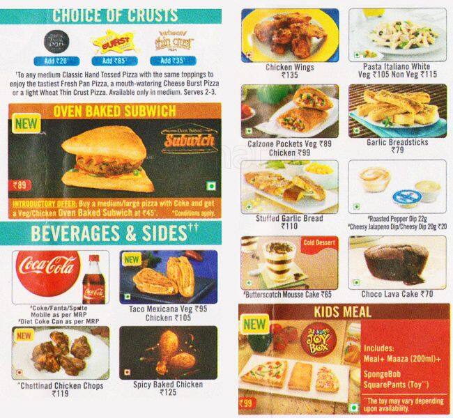 Menu at Domino's Pizza, Vadodara, Shop No. A/10