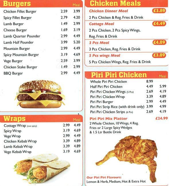 Chicken Cottage Menu Menu For Chicken Cottage Twickenham London