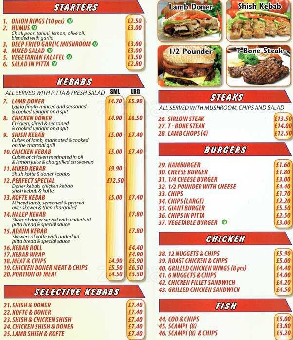 Perfect Kebab menu