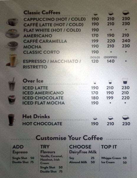 Menu at Costa Coffee, Chandigarh, North Country Mall