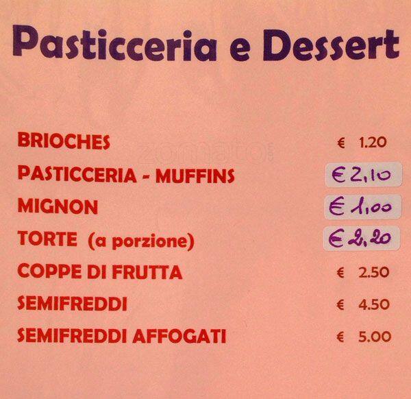 Menu di Bar L'incontro 