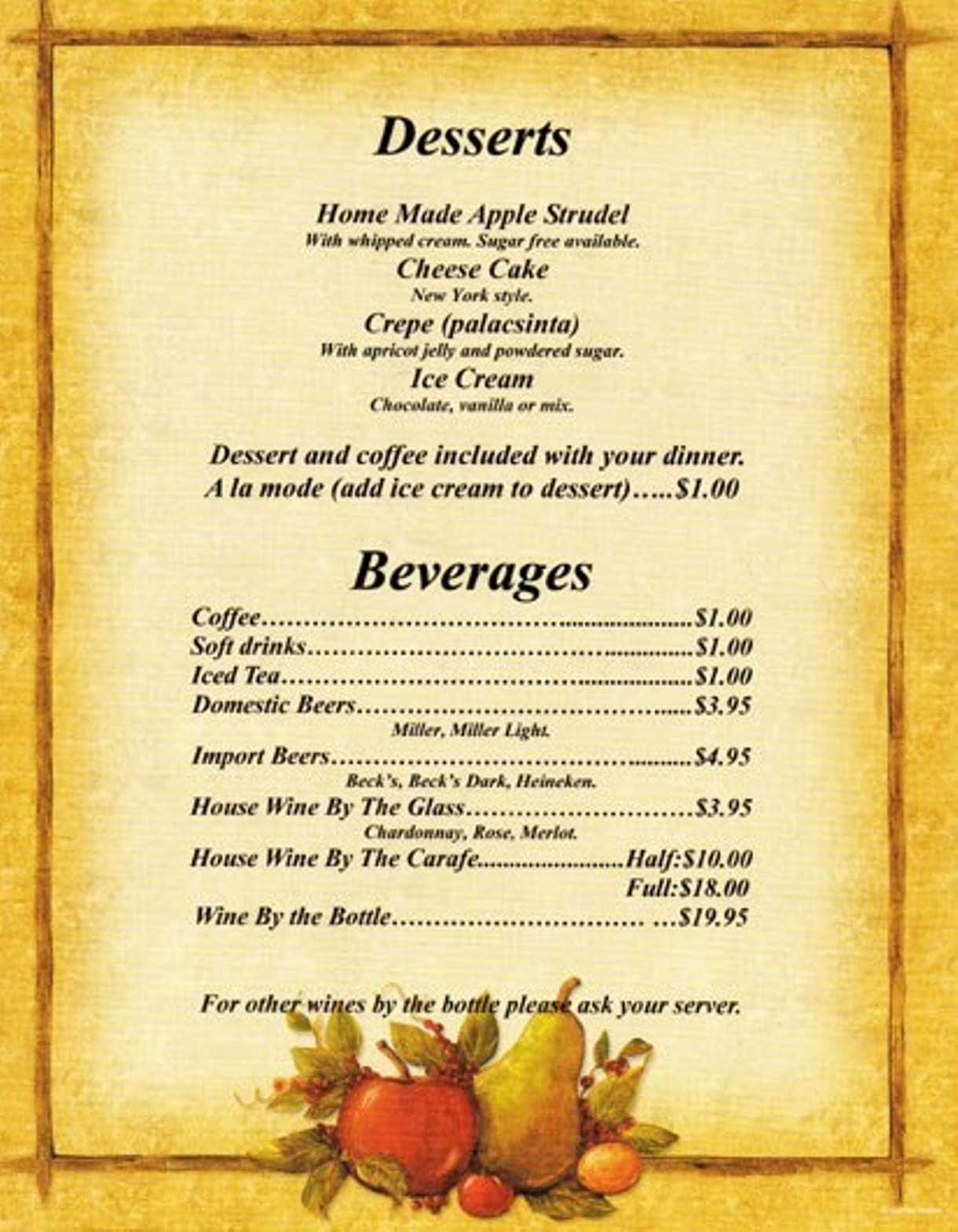 Menu at René's Schnitzelhaus Authentic German, Austrian, and eastern