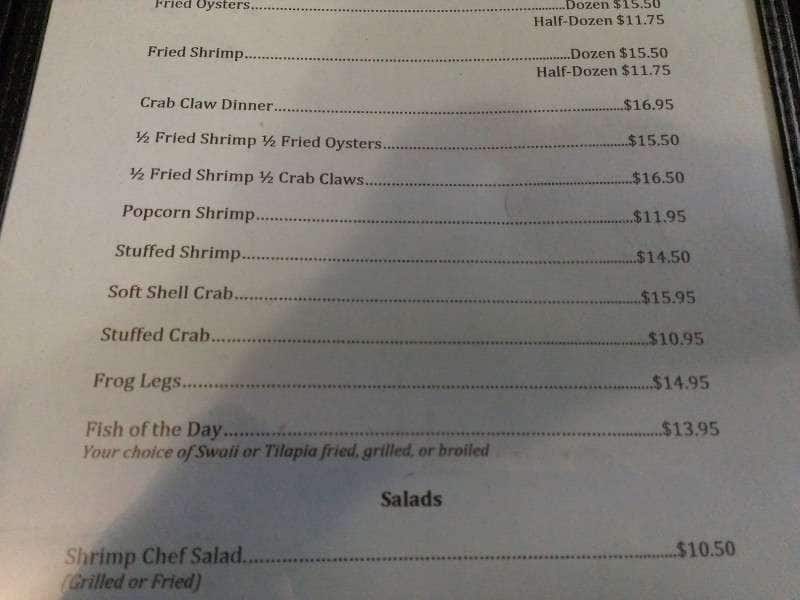 Menu at Blue Marlin Restaurant, Fairhope