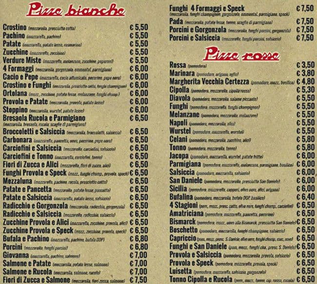 Menu di Pizza Special Roma Cipro 