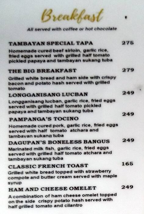 Tambayan Gastrobar Menu, Menu for Tambayan Gastrobar, Malate, Manila ...