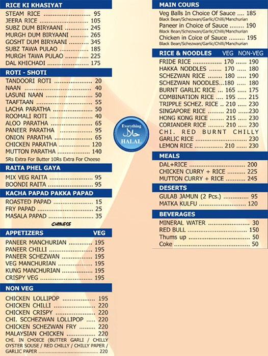 The Night Chulhaa menu
