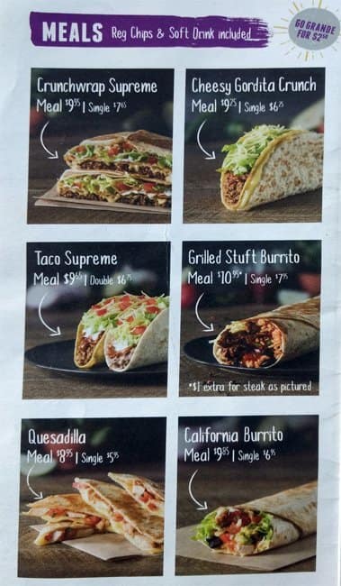 Taco Bell Menu Menu For Taco Bell Annerley Brisbane