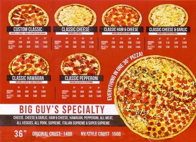 Big Guys Pizza Menu Menu For Big Guys Pizza Concepcion Dos Marikina City