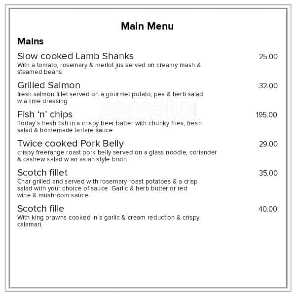 Menu at The Black Olive pizzeria, Kerikeri