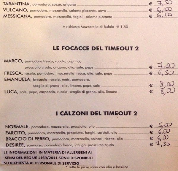 Menu di Al Time Out 2 