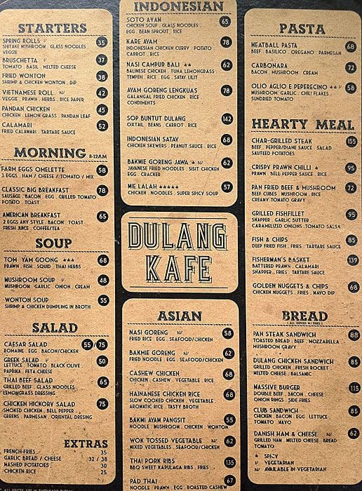 Dulang Cafe  Menu  Menu  for Dulang Cafe  Kuta Bali  