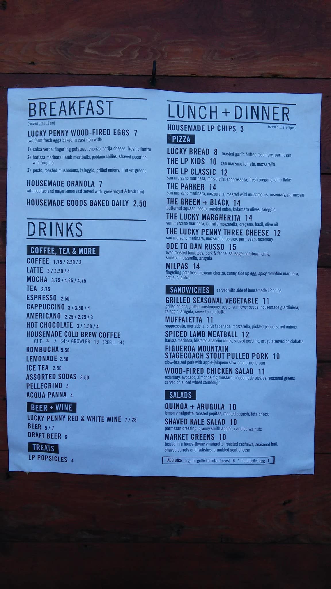 Lucky Penny Menu, Menu for Lucky Penny, Downtown State Street, Santa