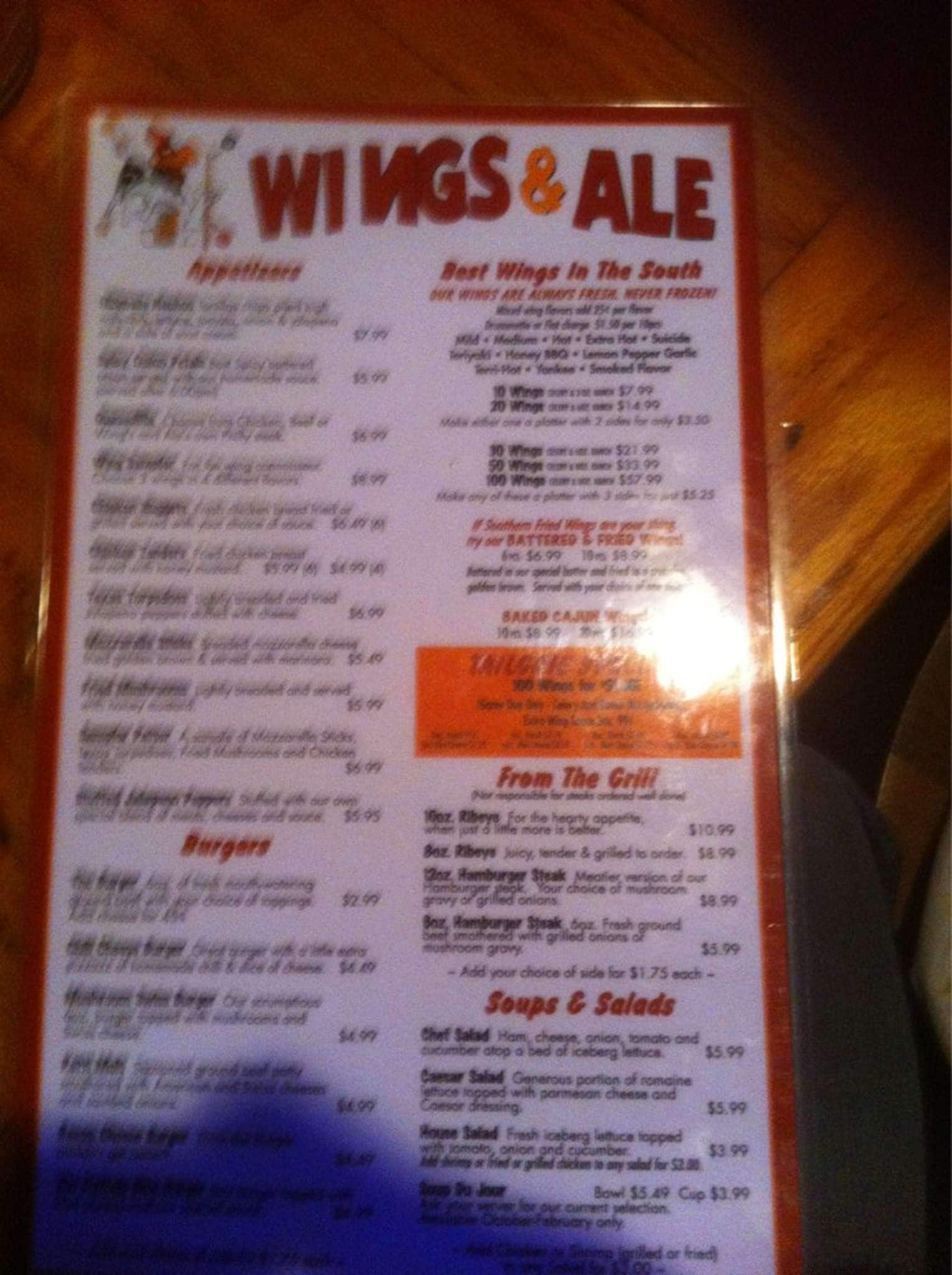 Wings N Ale Menu, Menu for Wings N Ale, Lexington, Columbia