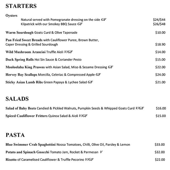 Menu at Port Office Hotel pub & bar, Brisbane City, 40 Edward St