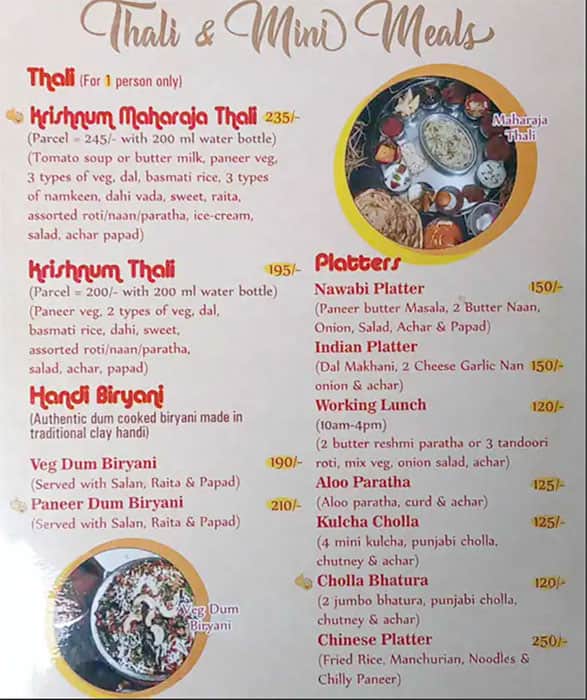Krishnum Restaurant menu
